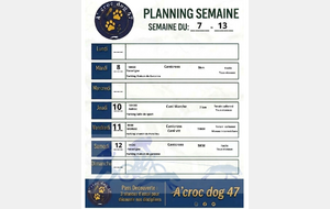 Programme semaine du 07 au 13/09/2026