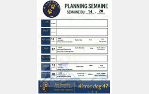 Planning semaine du 14 au 20/09/2026