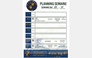 Programme du 21/09/2026 au 27/09/2026