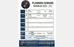 Programme du 26/10/2026 au 01/11/2026