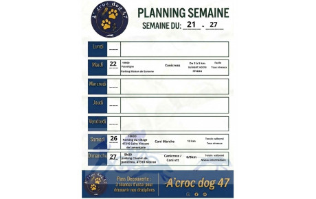 Programme du 21/09/2026 au 27/09/2026