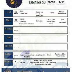 Programme du 26/10/2026 au 01/11/2026